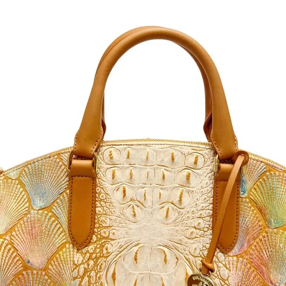 Brahmin Large Duxbury Satchel Scallop Bondi Pastel Seashell Embossed Leather - Picture 7 of 13